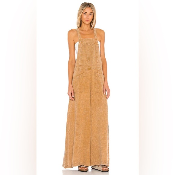 Free people Cyprus Ave Overalls in Golden Brown - Picture 1 of 8